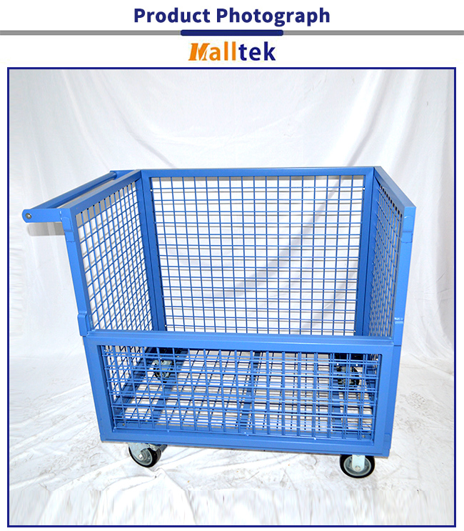 Heavy Duty Storage Supermarket Roll Cages Galvanized Wire Mesh Steel Metal
