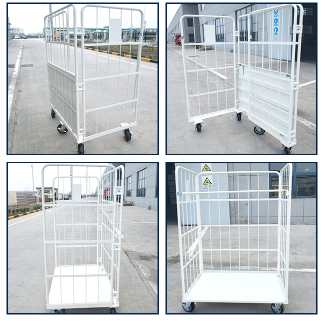 500kgs Supermarket Collapsible Roll Cage With Shelves