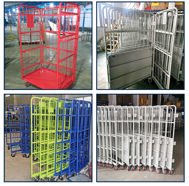 300kgs Three Side Collapsible Warehouse Roll Cage Cart
